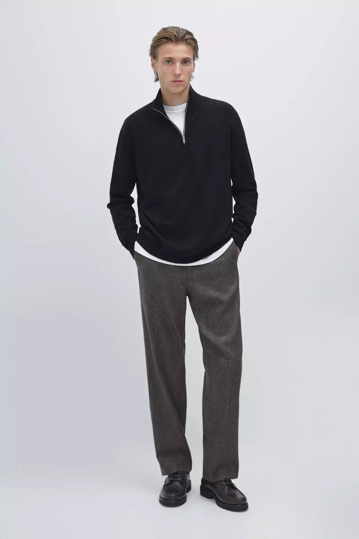 پلیور با یقه بلند و زیپدار برند Massimo Dutti - 991316059