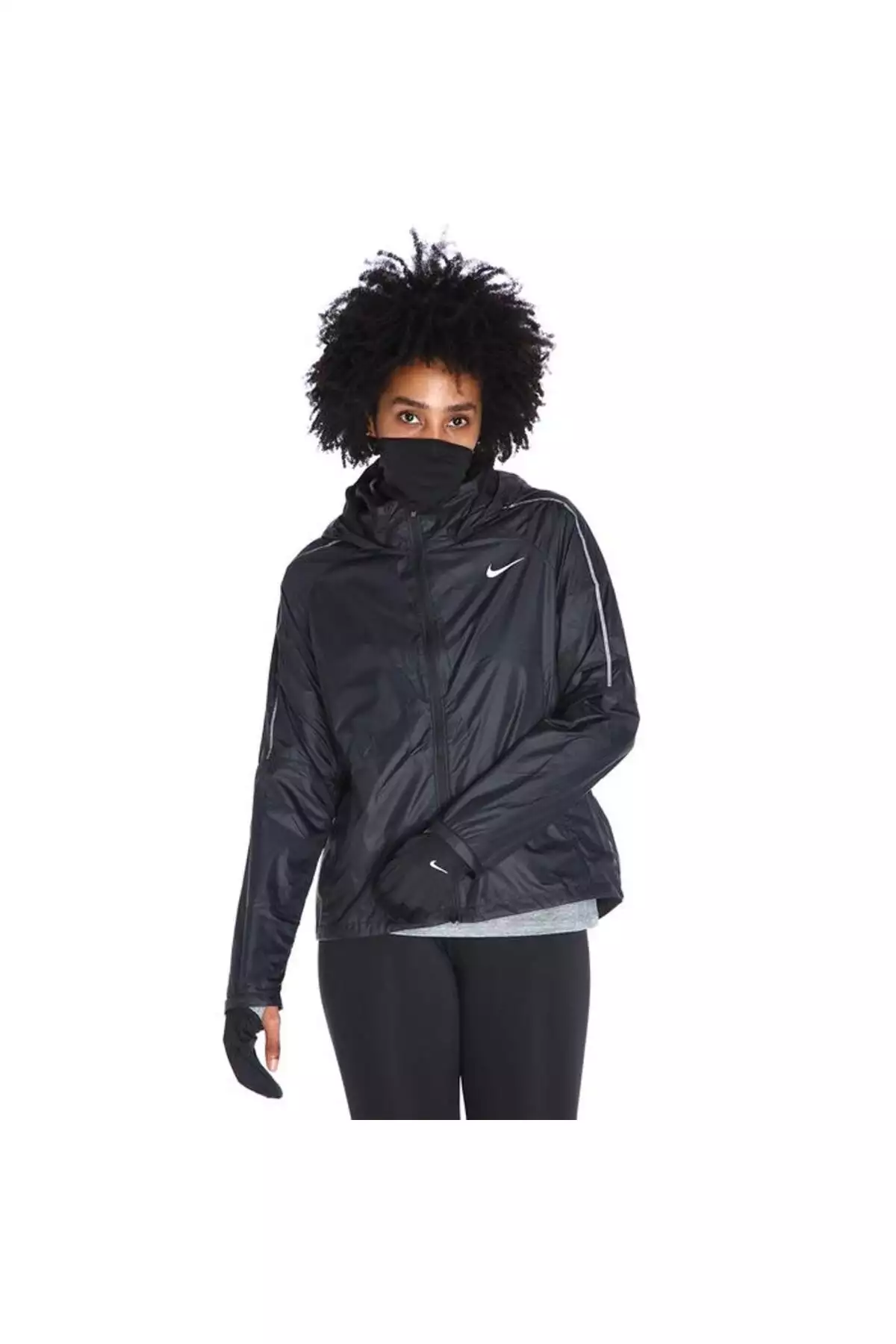 هودی زیپدار کامل شیلد زنانه مشکی کاپشن دویدن CU3385-010 برند Nike - 776615623