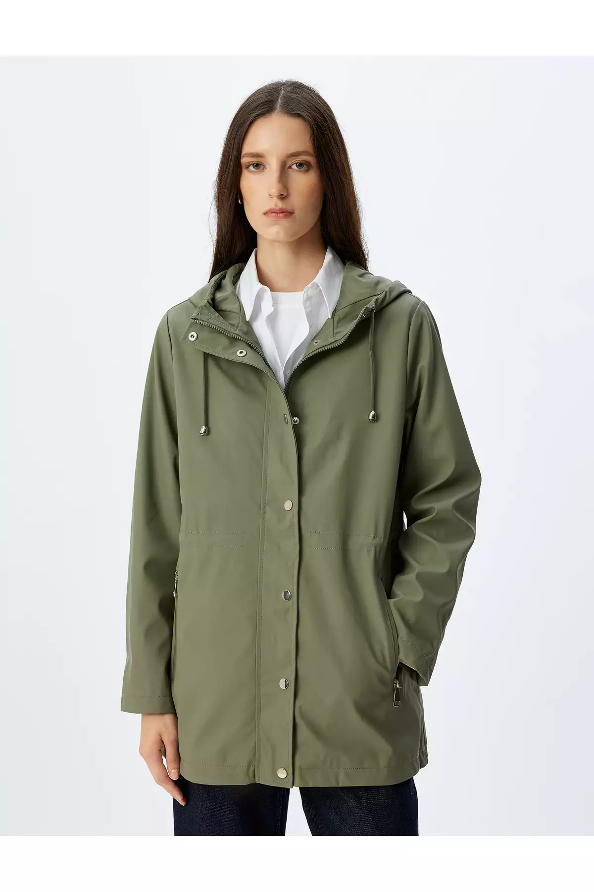 بارانی کاپشندار با کمر و جیب زیپدار برند Koton - 867587513