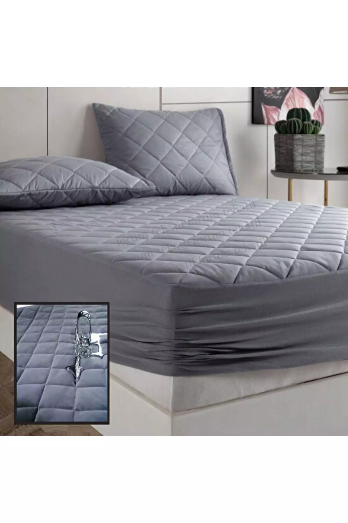 محافظ تشک ضد آب کاپیتونه از الیاف 100% پنبه - مناسب برای تخت خواب یک نفره، دو نفره و تخت خواب بزرگ برند Formeya - 92876225