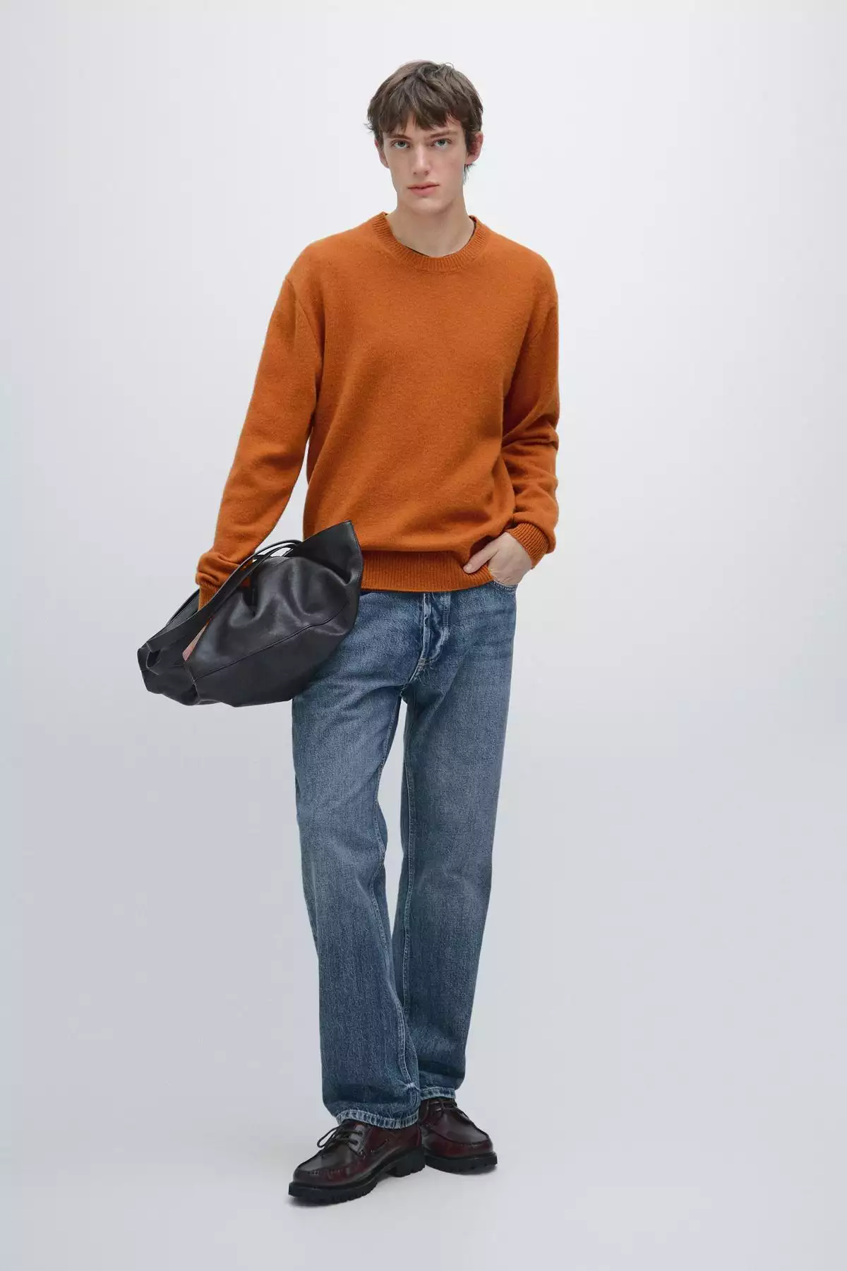 پلیور با یقه گرد از ترکیب پشم یان برند Massimo Dutti - 995471520