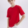 تیشرت پایهی کوتاهکم با یقه دوچرخهای برای پسران K1687A623SM برند Defacto - 472091565