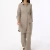ست دو تکه شلوار و تونیک با دکمه نرم - رنگ ویزون - برند رفکا برند Refka - 939862239