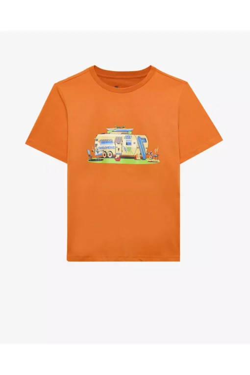 تی‌شرت مردانه بزرگ بچگانه آستین کوتاه معمولی رنگ نارنجی SK2510102-701 برند Skechers - 934089299