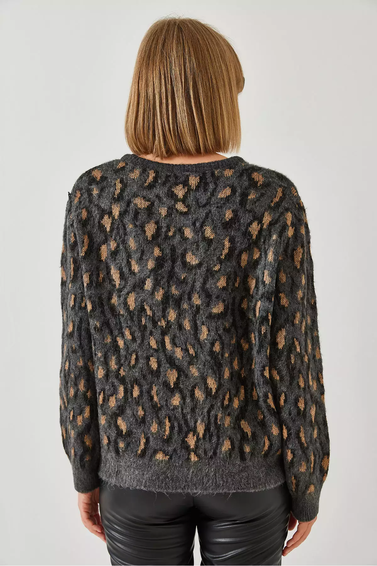 کاپشن بافتنی طرح دار یقه گرد زنانه برند Bianco Lucci - 874390996