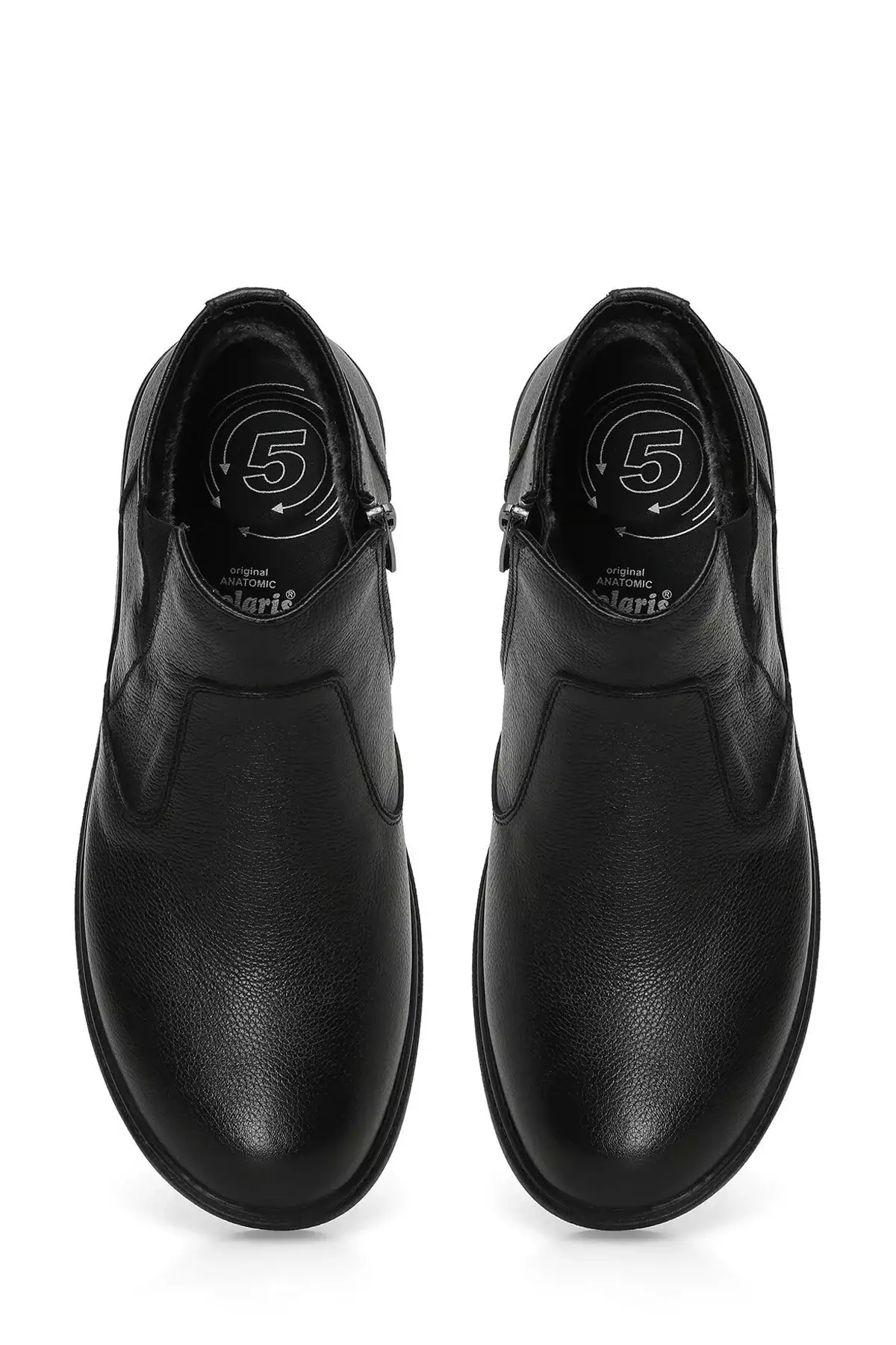 بوت مردانه چرمی اورتودنیک مشکی (با 5 نقطه) با پوشش پشم طبیعی برند Polaris - 870098634