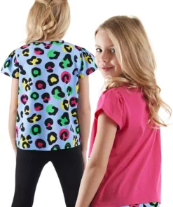 بسته دو عددی تیشرت پلنگی سیاه برای دختر بچهها برند Denokids - 900345225