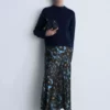دامن ساتن طرحدار برند MANGO - 857435368