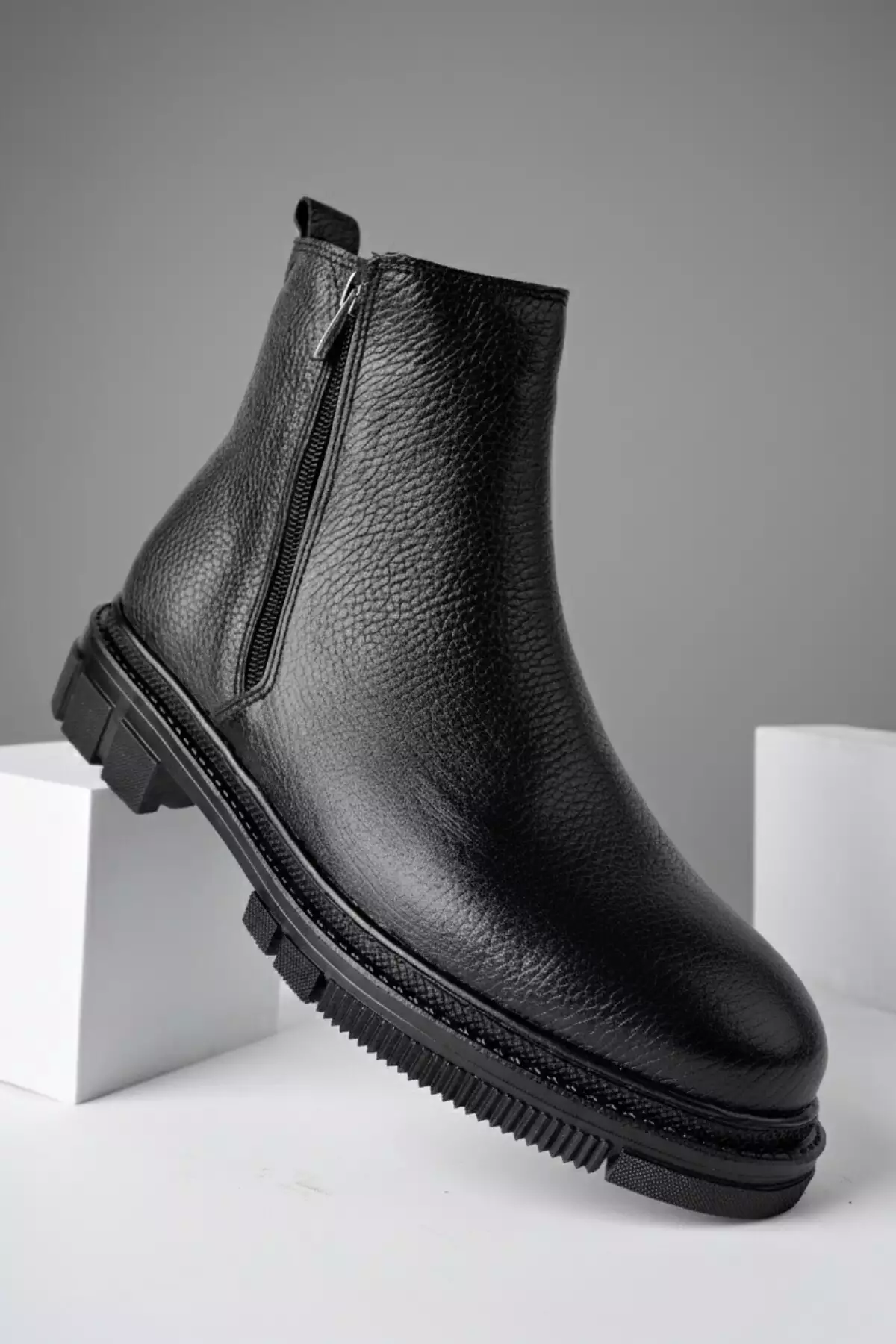 بوت پاییزی مردانه چلسی با چرم طبیعی و دو زیپ برند Muggo - 1000805671