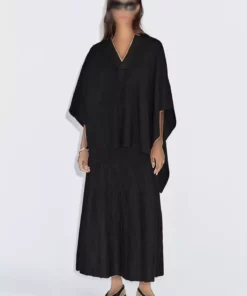 پالتوی بلند با دامن چیندار نرم برند Massimo Dutti - 990881881