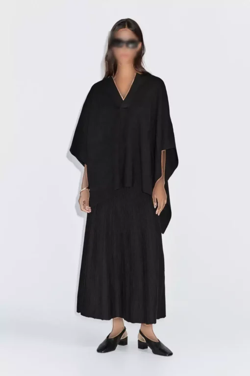 پالتوی بلند با دامن چین‌دار نرم برند Massimo Dutti - 990881881