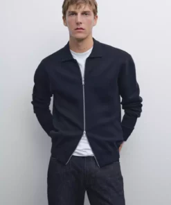 کارتن پشمی با زیپ و ترکیبی از نخ پنبهای برند Massimo Dutti - 970710542