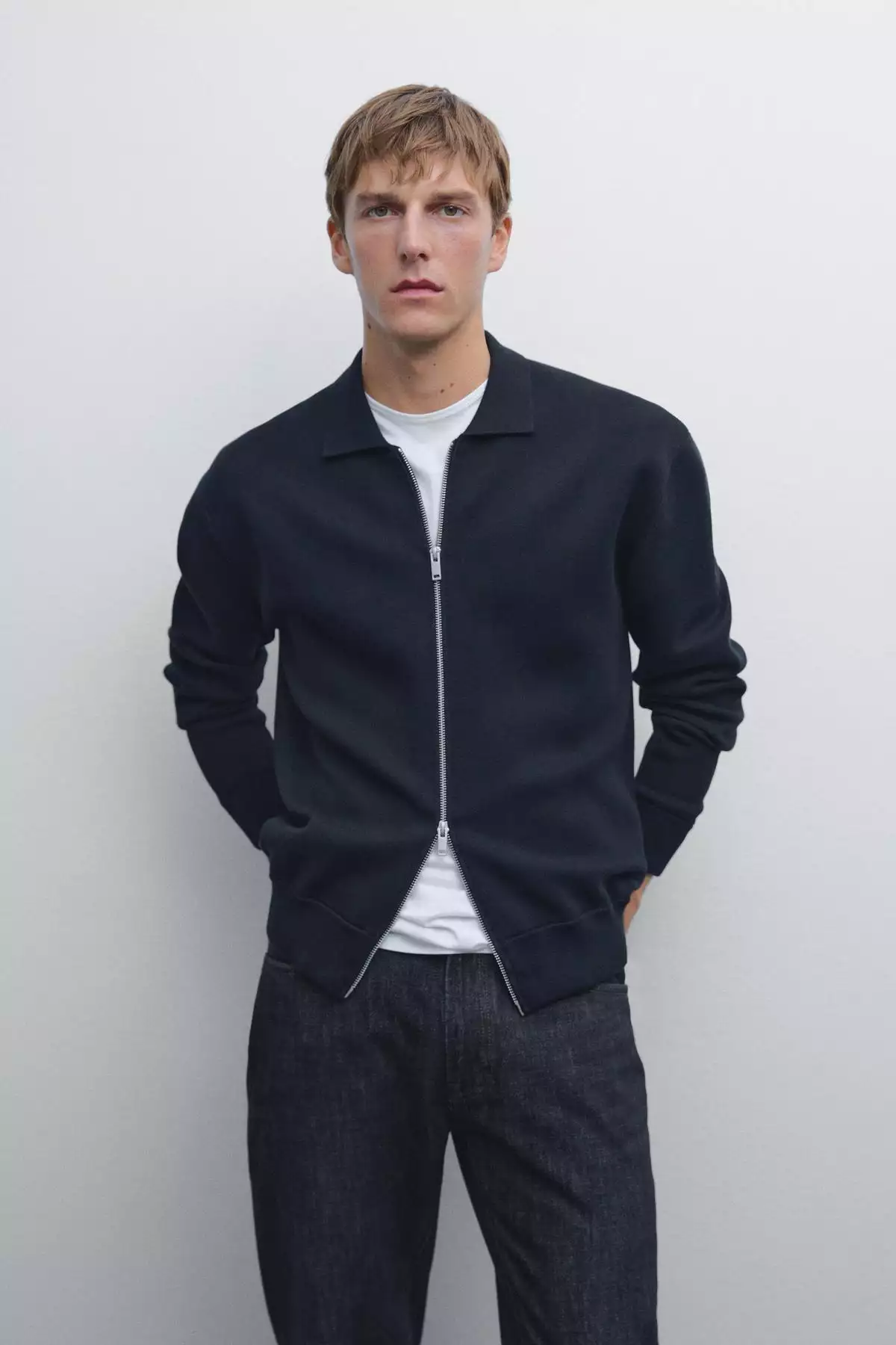 کارتن پشمی با زیپ و ترکیبی از نخ پنبهای برند Massimo Dutti - 970710542