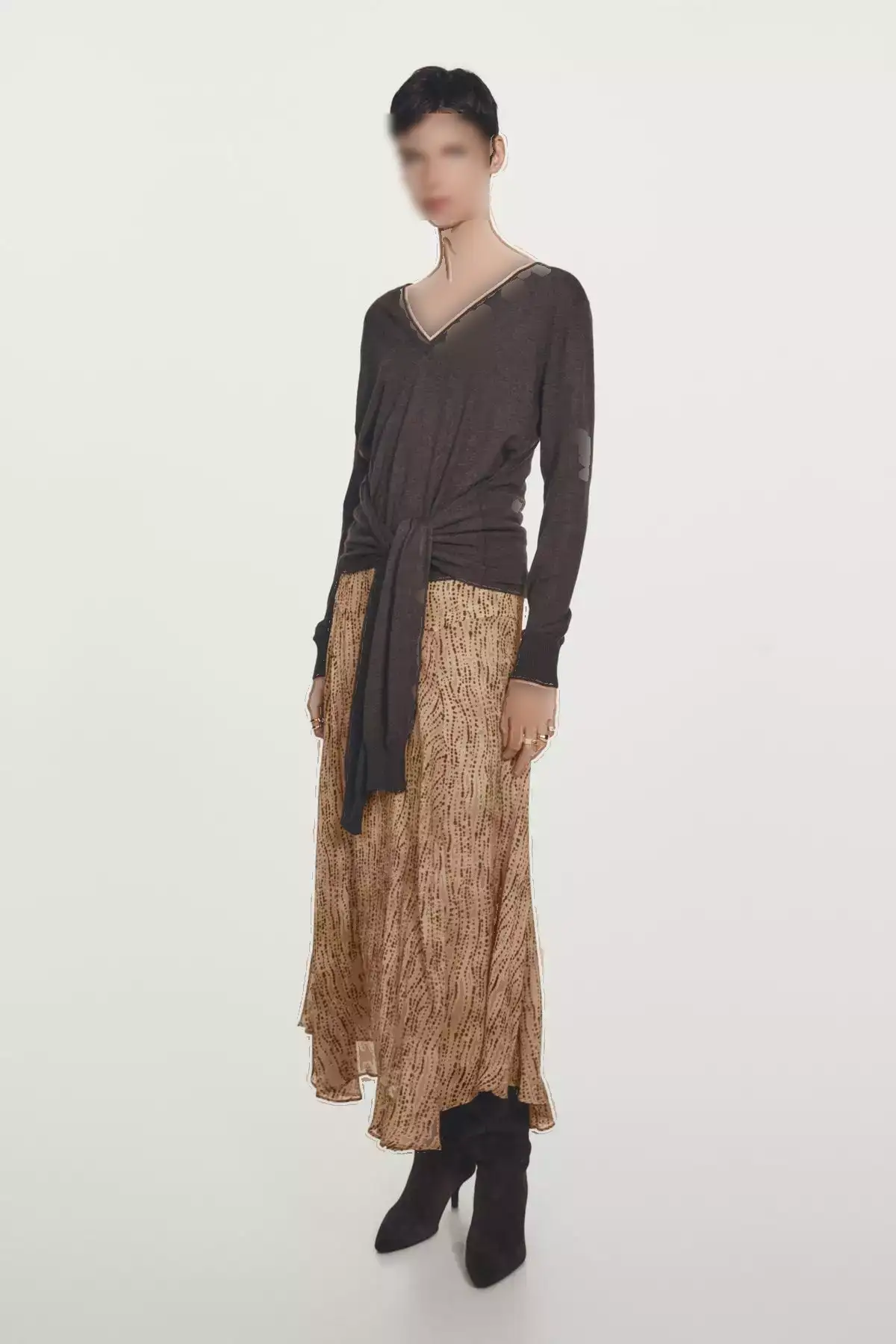 دامن میدی A شکل با طرح خال خالی برند Massimo Dutti - 991299309