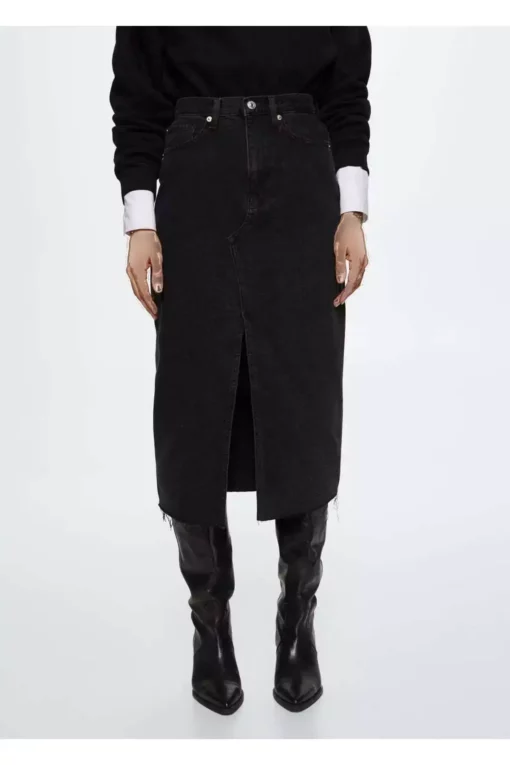 دامن جین با چاک برند MANGO - 308887073