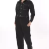 کامل زنانه با سایز بزرگ جین سیاه با دوخت متضاد و دکمه های فلزی 65N37723 برند Şans - 818528688