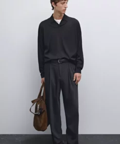 کاپشن با یقه پولویی از جنس پشم مرینوس ۱۰۰% برند Massimo Dutti - 943649652