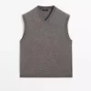 سوئتر V یقه با ترکیب پشم برند Massimo Dutti - 991330758
