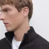 ژاکت با یقه دیپ و بافتنی برند Massimo Dutti - 957244941