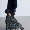 دامن ساتن طرحدار برند MANGO - 857435368