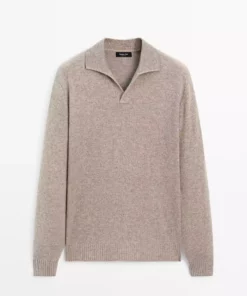 کاپشن یقه V با ترکیب پشم برند Massimo Dutti - 991333670