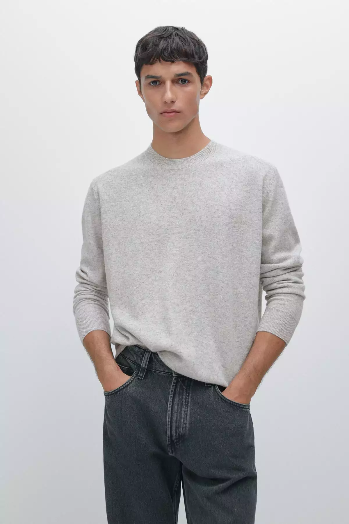 ژاکت یقه گرد از ترکیب پشم یخ زده برند Massimo Dutti - 966117438