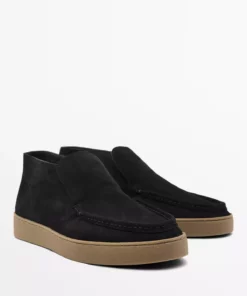 مدل کفش بوت چرم ساده با پاشنه بلند و یراق دار برند Massimo Dutti - 1011064289