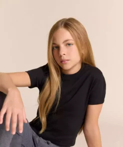 تیشرت کوتاه آستینکوتاه دخترانه با برش باریک و یقه گرد مدل B3054A825SM برند Defacto - 923681065