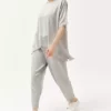 بلوز زنانه خاکستری نامتقارن با پارچه نرم و ست کریستالی تحت شماره TKM-19000269 برند Olalook - 812771295