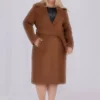 کاپشن زنانه پشمی کلاهدار با جزئیات کمربند و آستر، سایز بزرگ برند Mooi XXL - 1029475239
