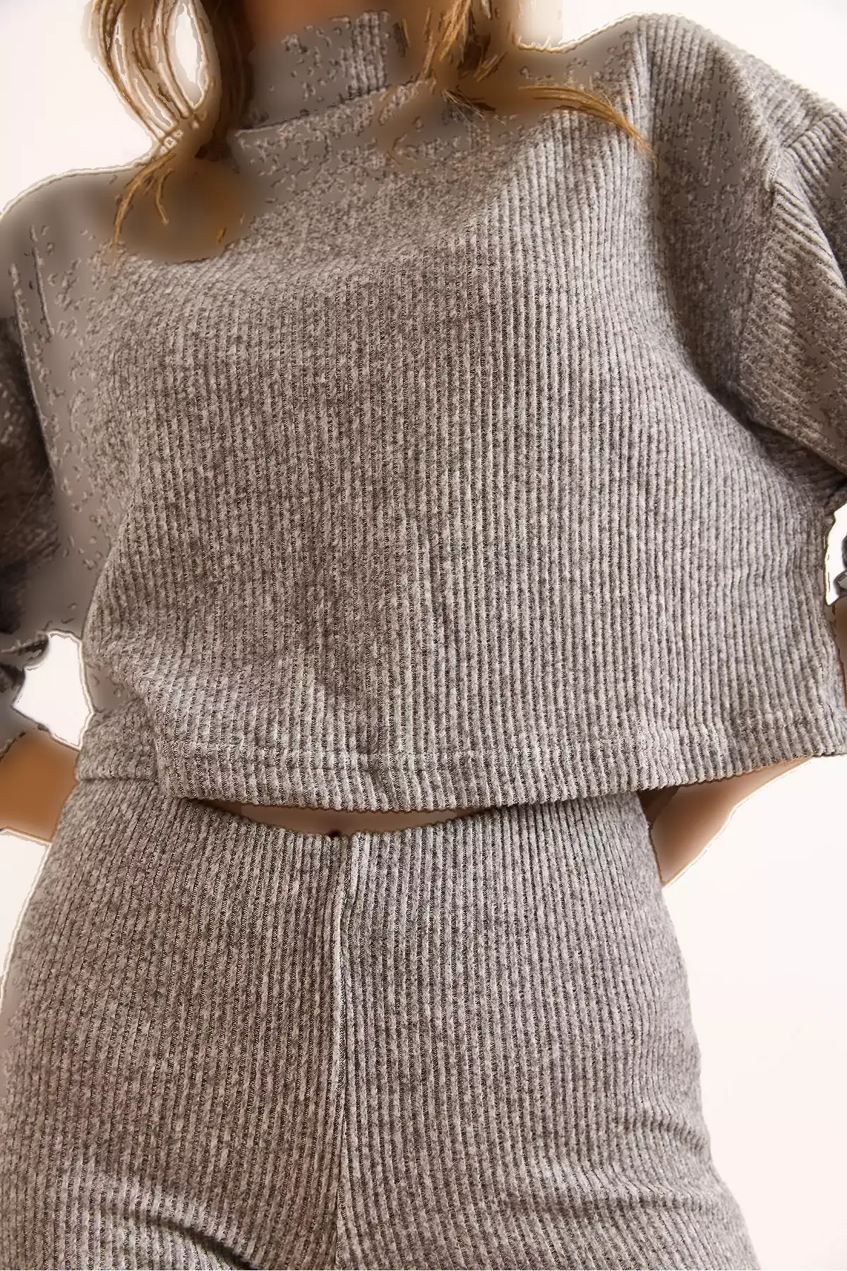 بلوز و شلوار خاکستری زنانه با یقه ایستاده، ست نرم TKM-19000438 برند Olalook - 985940583