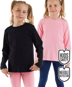 تیشرت دخترانه ۲ تکه مشکی و صورتی برند Denokids - 965912348