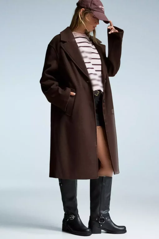 کاپشن نرم و بافت دار بلند برند Bershka - 973805328
