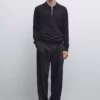 پلیور یقه پولو با زیپ برند Massimo Dutti - 962171015