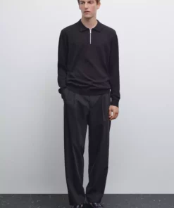 پلیور یقه پولو با زیپ برند Massimo Dutti - 962171015