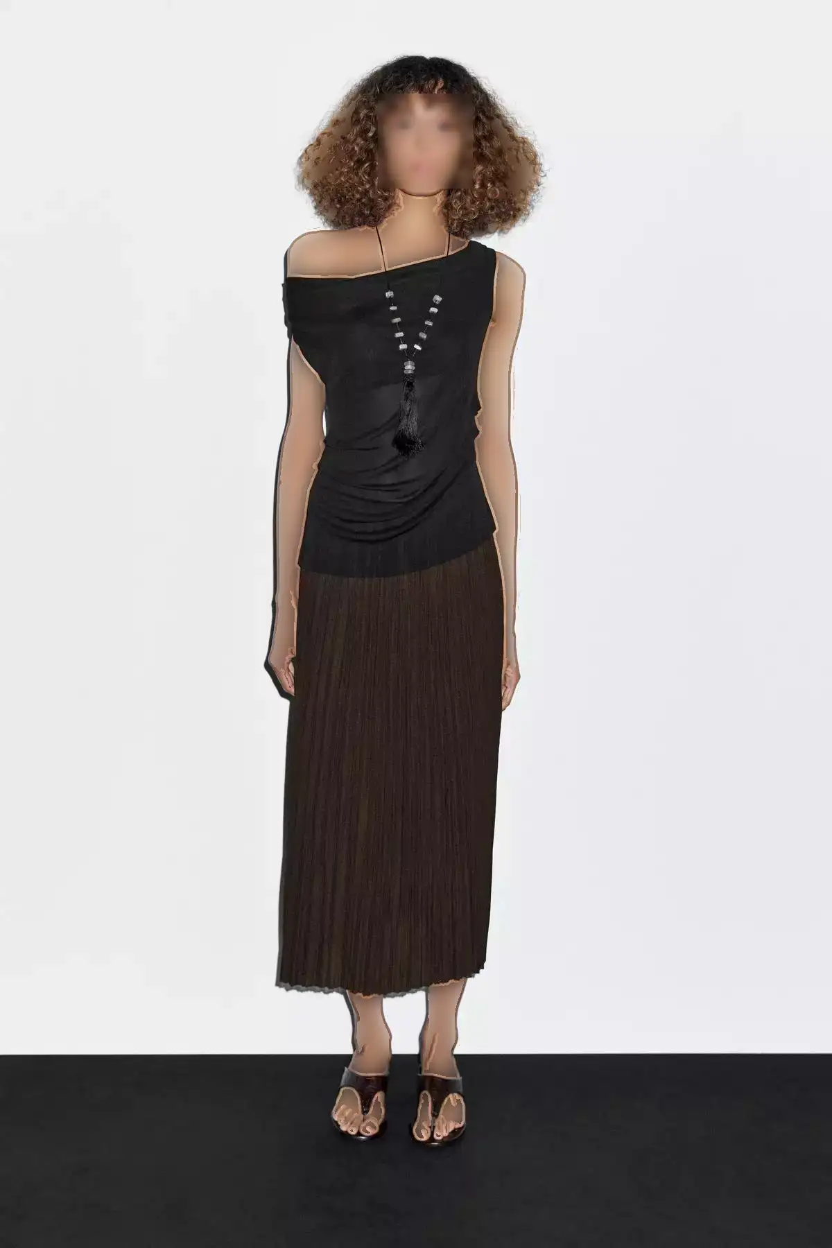 پلیس midi دامن برند Massimo Dutti - 966712702