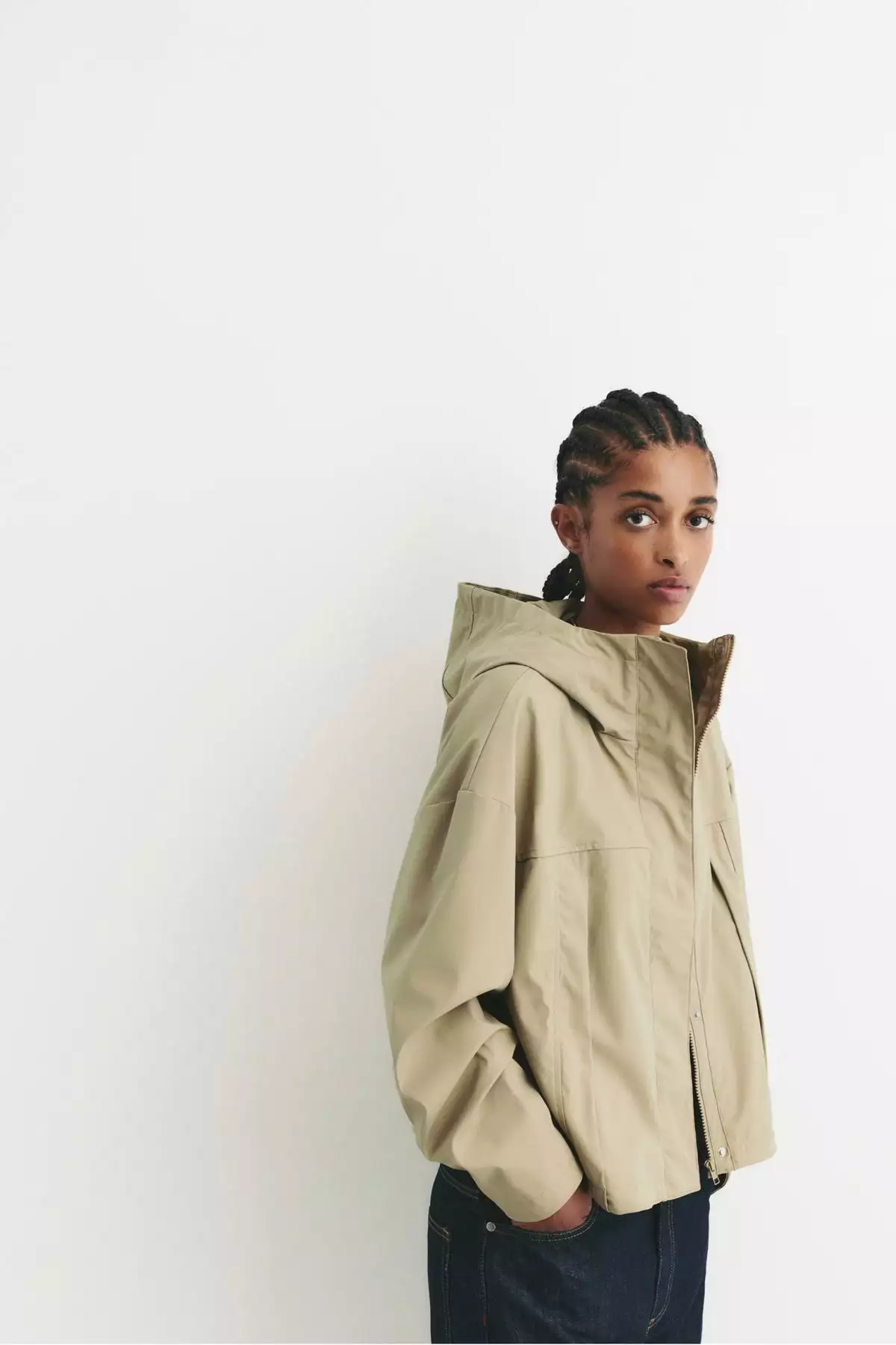 بارانی کلاهدار کوتاه برند Pull & Bear - 988433630