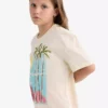 تیشرت کوتاه آستین دخترانه با یقه گرد و طرح ریسه مدل E0353A825SM برند Defacto - 941554137