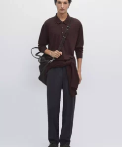 پولوشرت یقه دار بافتنی از ۱۰۰% پشم مرفینوس برند Massimo Dutti - 975161300