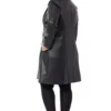کاپشن چرم سیاه بزرگبدن با دکمه و جیب و آستردار برند DISENTIS MODEST - 773815376