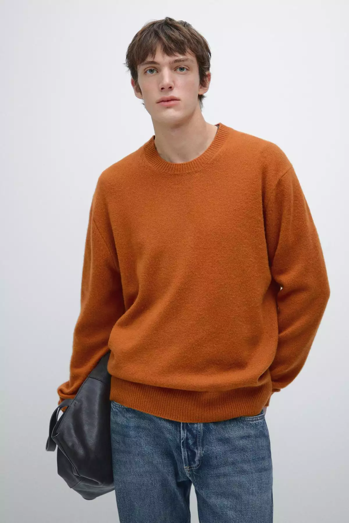 پلیور با یقه گرد از ترکیب پشم یان برند Massimo Dutti - 995471520