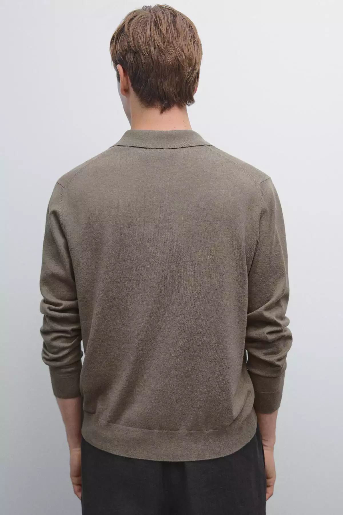 پلیور با یقه پولو از مخلوط پشم پنبه برند Massimo Dutti - 969523505