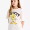 تیشرت کوتاهکف آستینکوتاه دوچرخهسواری راحتپوش برای دختر بچهها با طرح لونی تونز مدل E2615A825SM برند Defacto - 926701267