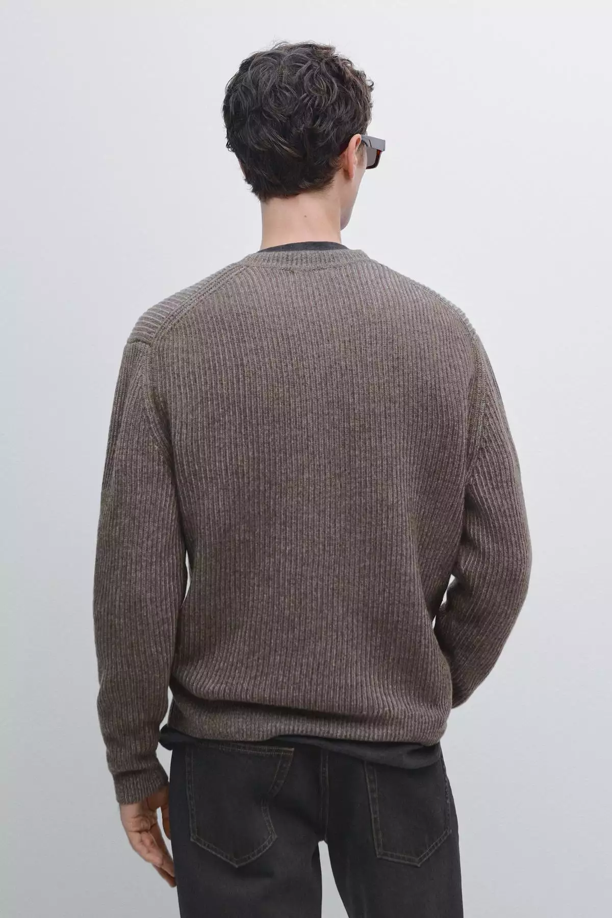 ژاکت یقه گرد ترکیب شده با پشم یواش برند Massimo Dutti - 1019800080