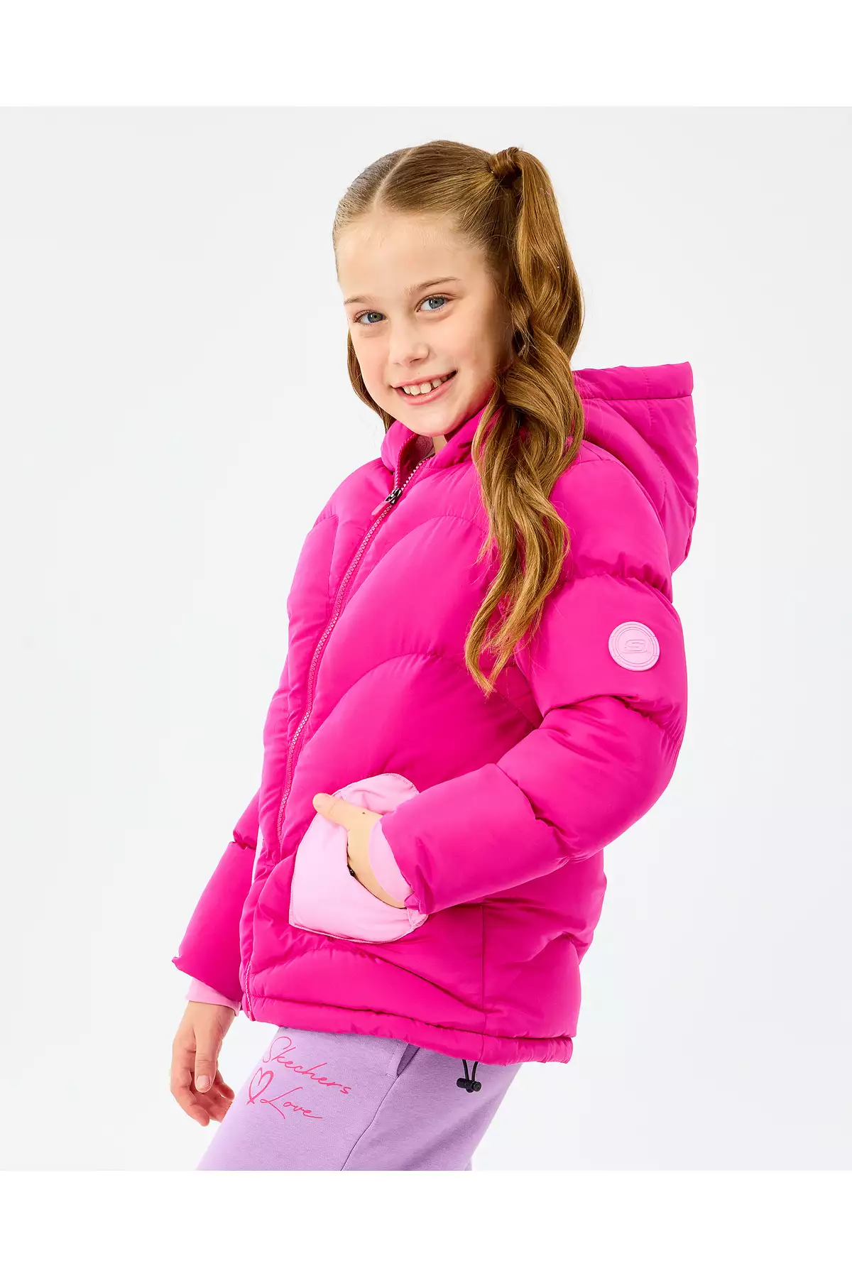 کت بزرگ دخترانه پافر جی رنگ بنفش مدل SK2520039-3935 برند Skechers - 992659995