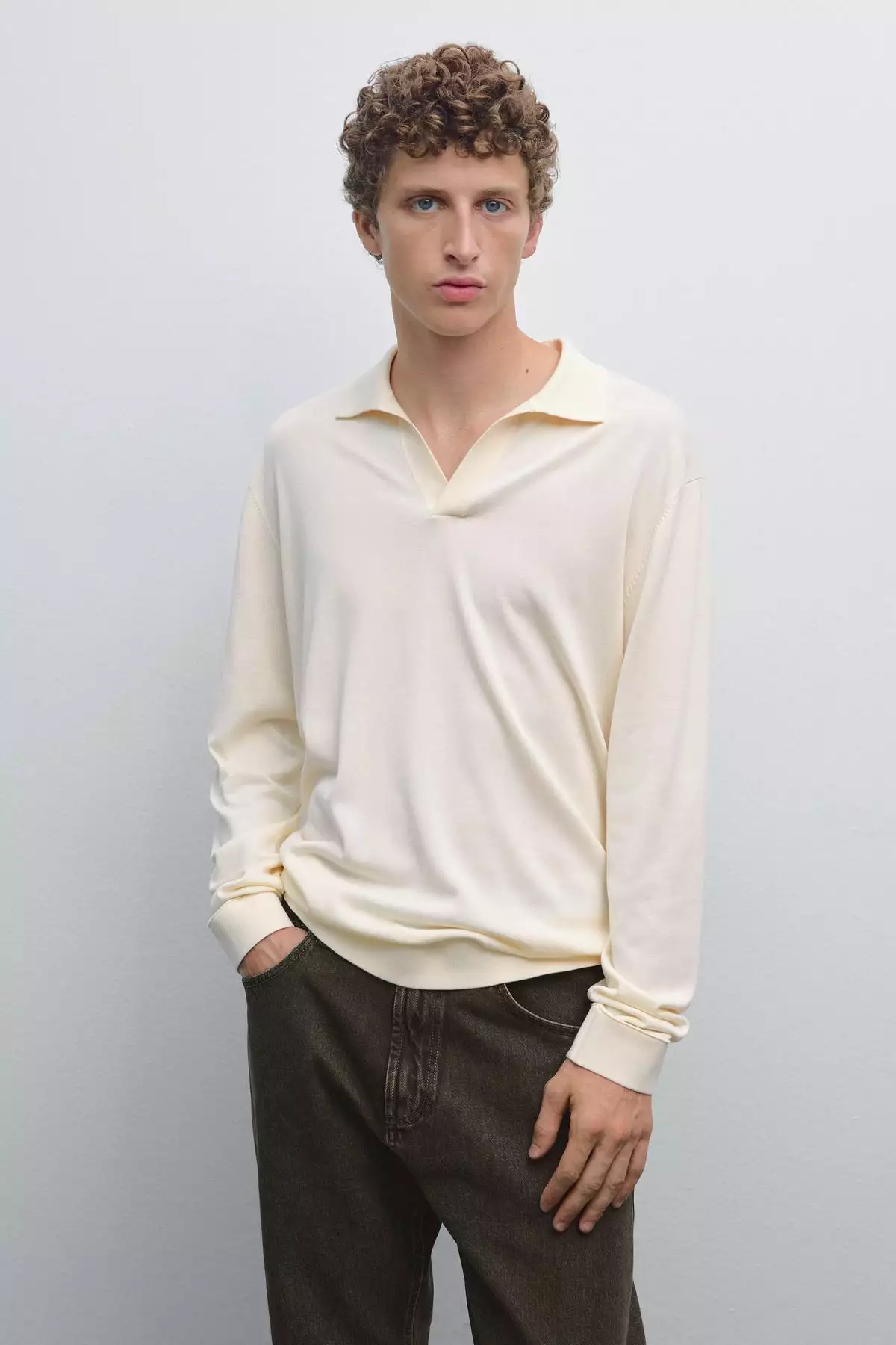 پولوشرت یقه وی و ژاکت یقه polo برند Massimo Dutti - 954094289