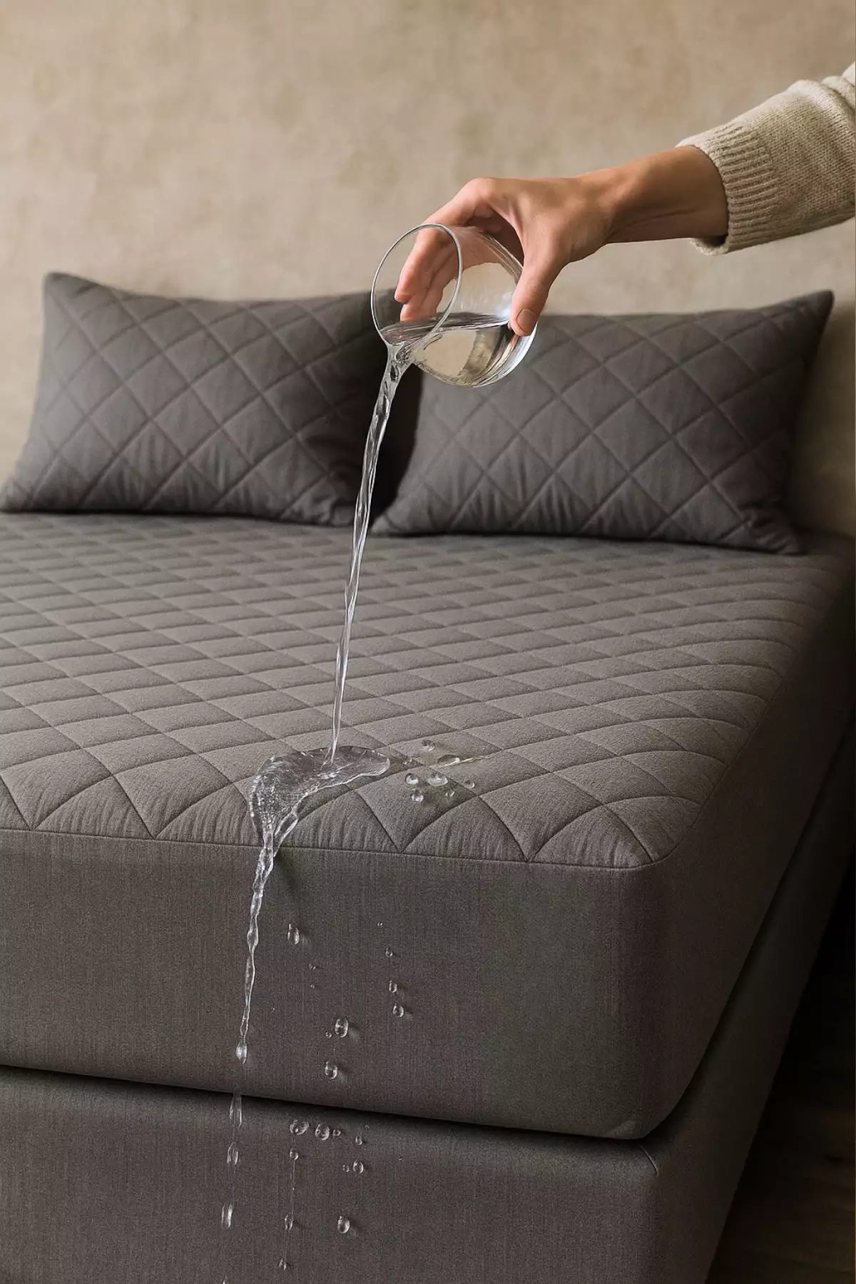 محافظ تشک پنبهای با لایهای ضد آب و دوختی کامل، رنگ خاکستری برند Nart Home - 736530680