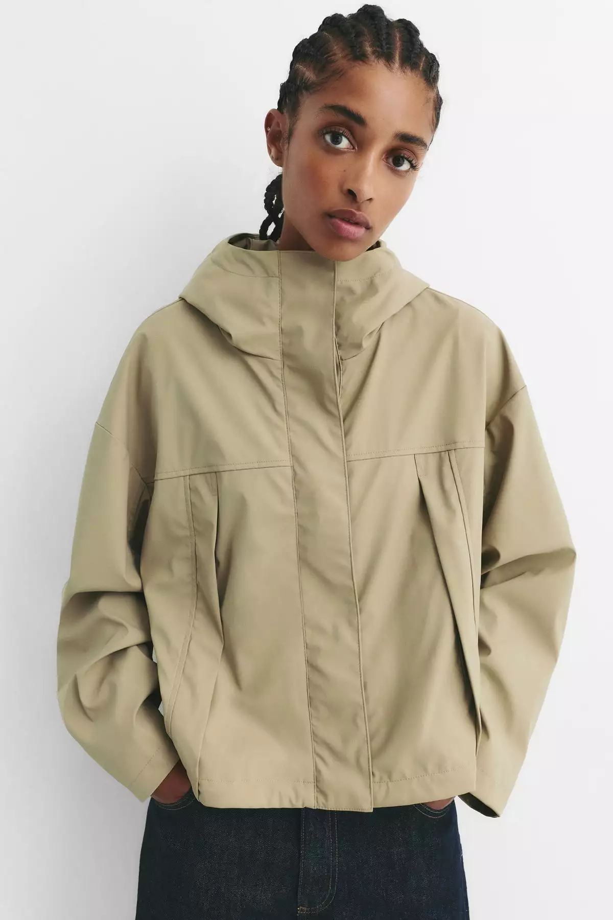 بارانی کلاهدار کوتاه برند Pull & Bear - 988433630