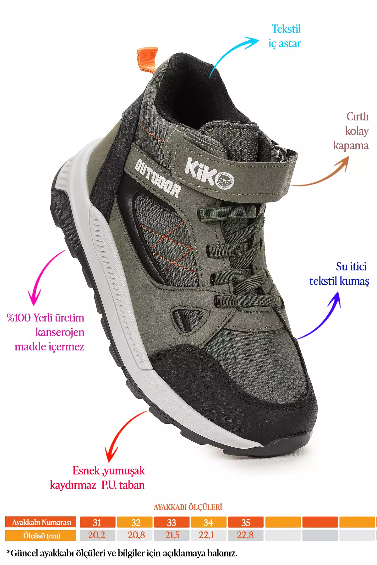 بوت بچگانه مردانه گُرف با زیره ترمو و بند چسبی برند Kiko Kids - 756055247