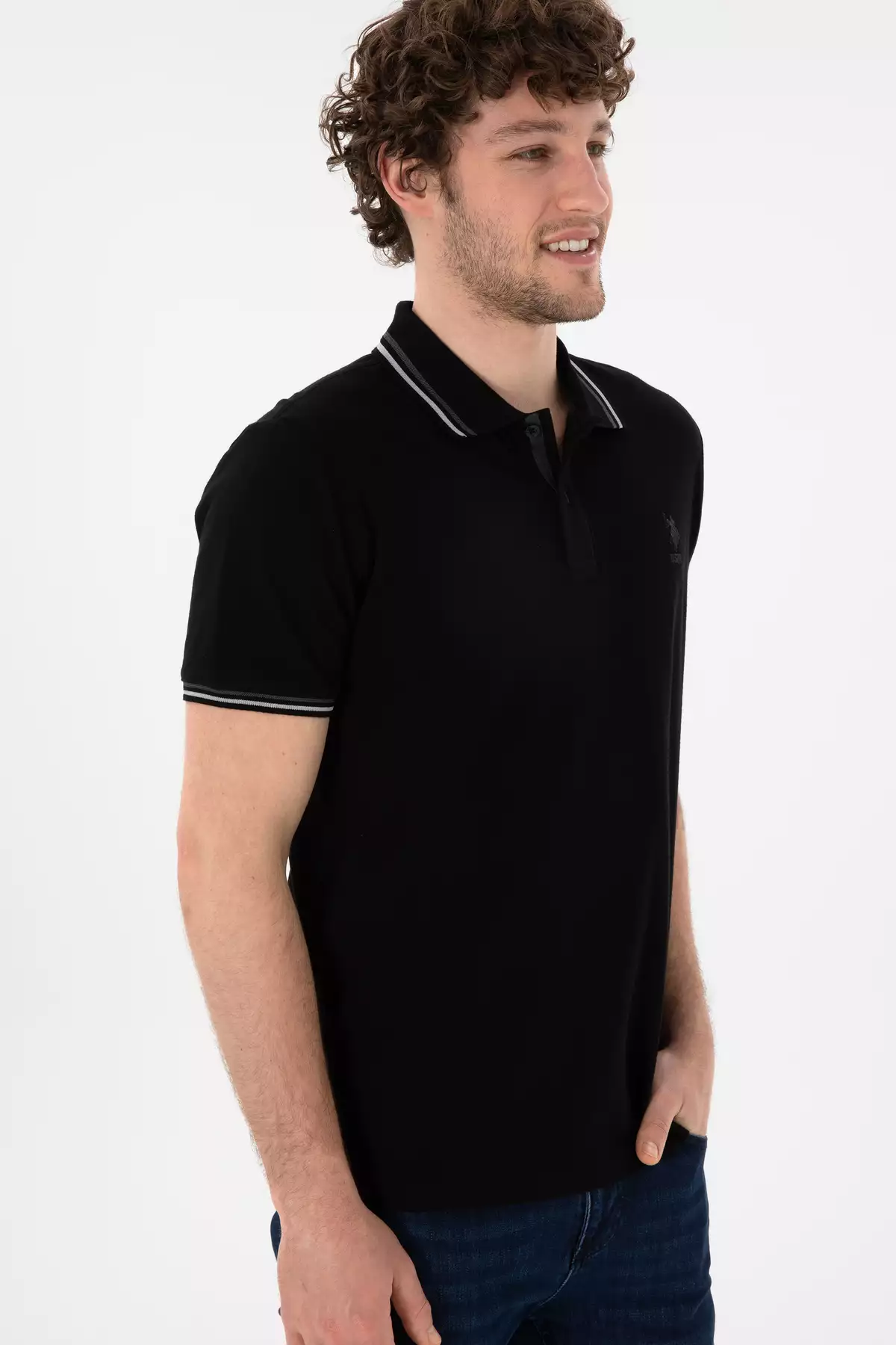 تیShirt polo یقه دار مردانه با فیت معمولی مشکی 50306011-VR046 برند U.S. Polo Assn. - 928124840